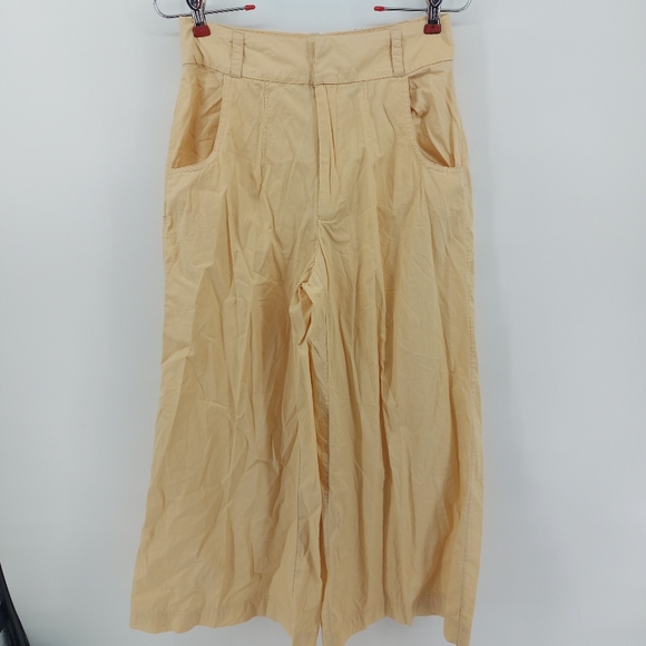 Free People Menorca Cropped Wide Leg Pants  Gosling Khaki Size 4 - Picture 5 of 13